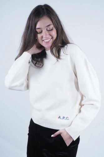 A.P.C. Femme pull Ecru femmes (pull col rond mérino - ESTHER Pull écru mérino) - Marine | Much more than shoes