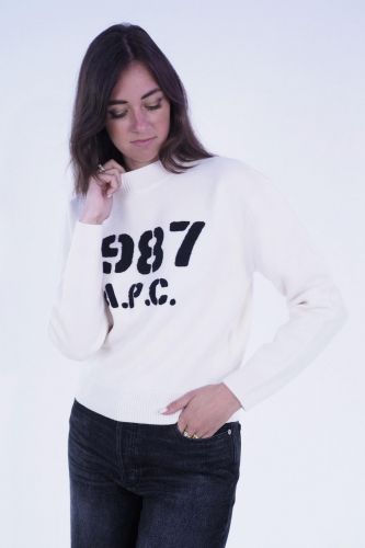 Pull en laine écru avec inscription 