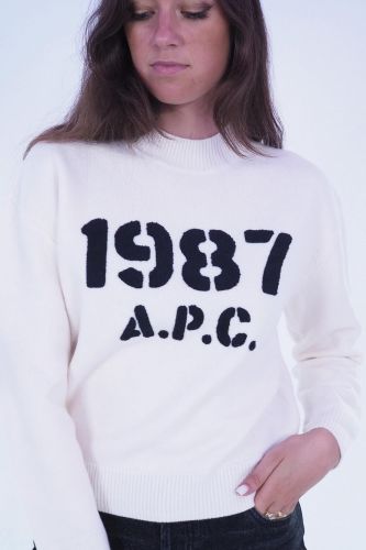 Pull en laine écru avec inscription 