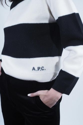 A.P.C. Femme pull Ecru femmes (pull mérino grandes lignes noir/blanc - PENNY noir/blanc) - Marine | Much more than shoes