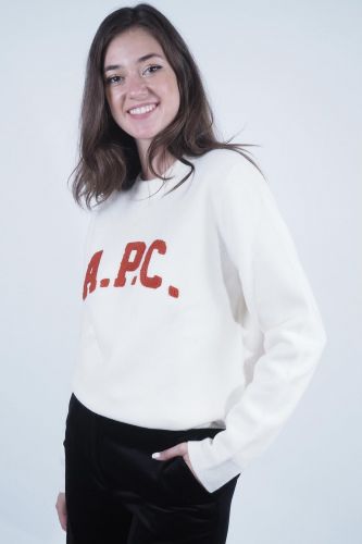 A.P.C. Femme pull Ecru femmes (pull mérino logo initiales - JOSHUA écru logo initiales) - Marine | Much more than shoes