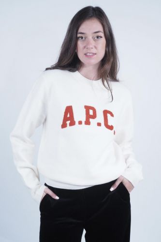 A.P.C. Femme pull Ecru femmes (pull mérino logo initiales - JOSHUA écru logo initiales) - Marine | Much more than shoes