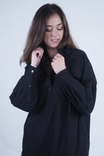 A.P.C. Femme robe Noir femmes (robe chemise droite - STONE robe chemisier noire) - Marine | Much more than shoes