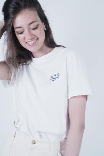 T-shirt blanc avec logo A.P.C. | Marine