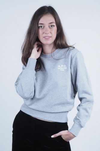 A.P.C. Femme sweat  Gris femmes (Sweat Rue Madame - BOXY gris chiné logo blanc) - Marine | Much more than shoes