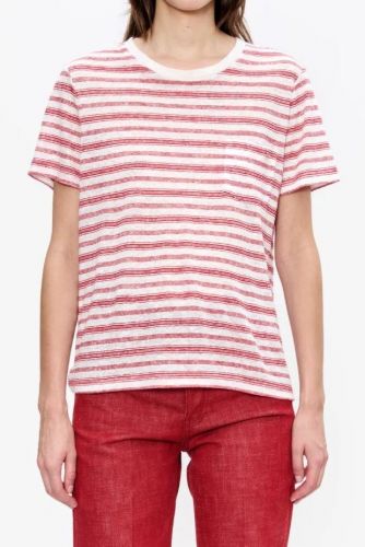 A.P.C. Femme tee-Shirt Blanc/rouge femmes (t-shirt rayé - ZOE LIAEZ-F26579) - Marine | Much more than shoes