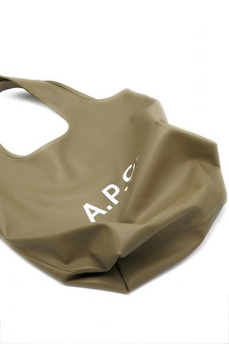 Tote bag en cuir kaki A.P.C. | Marine