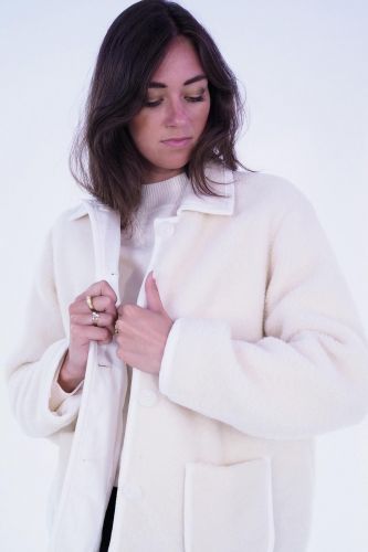 Veste teddy écru bordé blanc A.P.C. | Marine