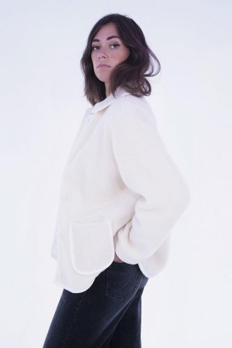Veste teddy écru bordé blanc A.P.C. | Marine