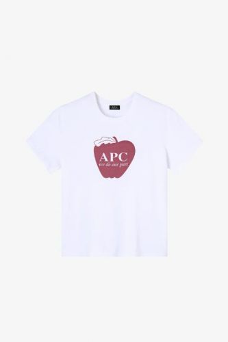 A.P.C. Homme tee-Shirt Blanc unisex (t-shirt blanc pomme bordeaux délavé - COHBM TS blanc pomme) - Marine | Much more than shoes