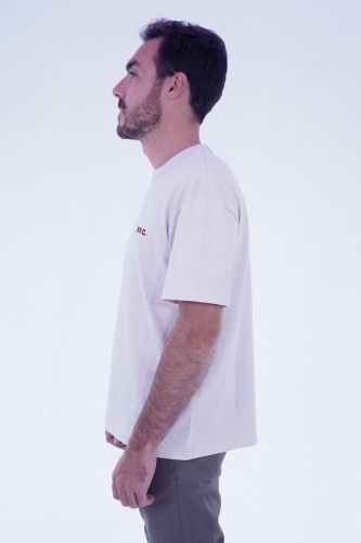 T-shirt boxy gris chiné et logo rouge A.P.C. | Marine