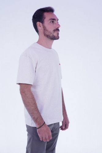 T-shirt boxy gris chiné et logo rouge A.P.C. | Marine