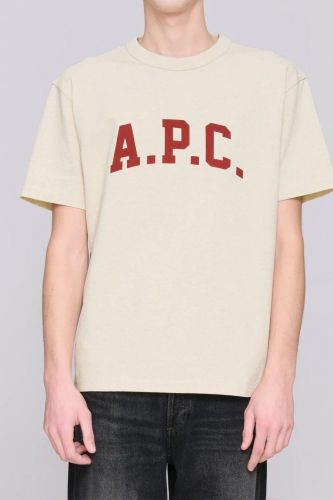 T-shirt écru chiné avec logo bordeau A.P.C. | Marine