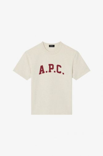 T-shirt écru chiné avec logo bordeau A.P.C. | Marine