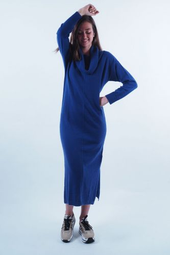 Longue robe en cachemire bleu vif APOIL | Marine