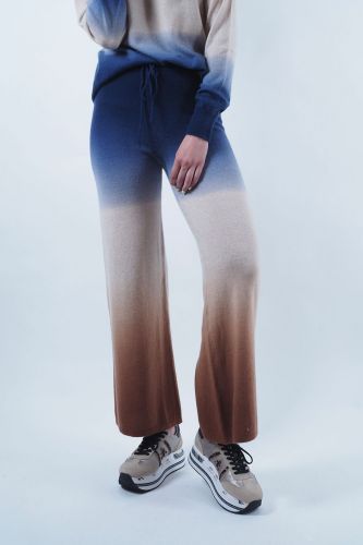 Pantalon en cachemire Tie&Dye camel-bleu APOIL | Marine