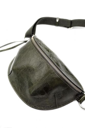 Banane en cuir vernis kaki BELLEROSE | Marine