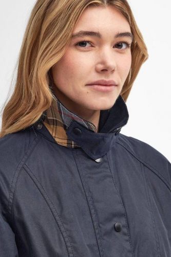 Barbour veste Bleu femmes (Beadnell Wax bleu doublé tartan col velo - LWX0667 WAX navy) - Marine | Much more than shoes