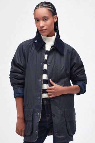 Barbour veste Bleu unisex (Beaufort manteau 3/4 wax navy col velour - MWX0017 wax navy) - Marine | Much more than shoes