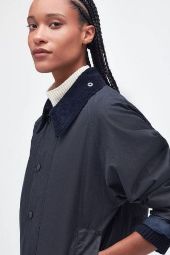 Barbour veste Bleu unisex (Beaufort manteau 3/4 wax navy col velour - MWX0017 wax navy) - Marine | Much more than shoes