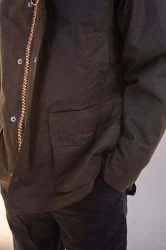 Veste iconique olive huilée avec col velours brun HERO SEVEN | Marine