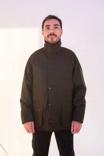 Veste iconique olive huilée avec col velours brun HERO SEVEN | Marine