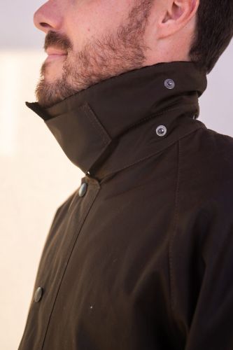 Veste iconique olive huilée avec col velours brun HERO SEVEN | Marine