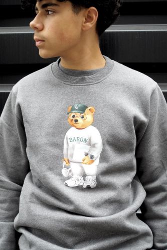 Pull sweat gris imprimé grand filou student BARON FILOU | Marine