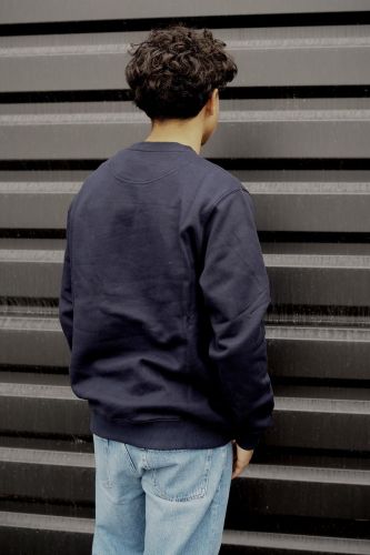 Pull sweat bleu marine avec grand logo Filou & valise sur le devant BARON FILOU | Marine