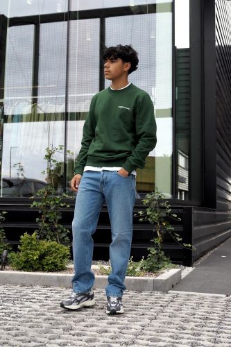 Pull sweat vert forêt avec logo oval dans le dos BARON FILOU | Marine