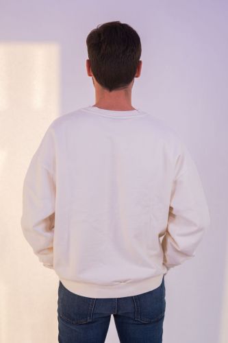 Pull sweat signature beige avec logo rouge BARON FILOU | Marine