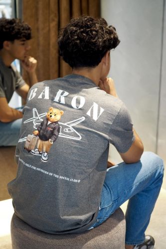 T-shirt gris avec imprimé Avion dans le dos BARON FILOU | Marine