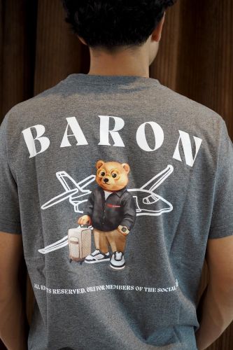 T-shirt gris avec imprimé Avion dans le dos BARON FILOU | Marine