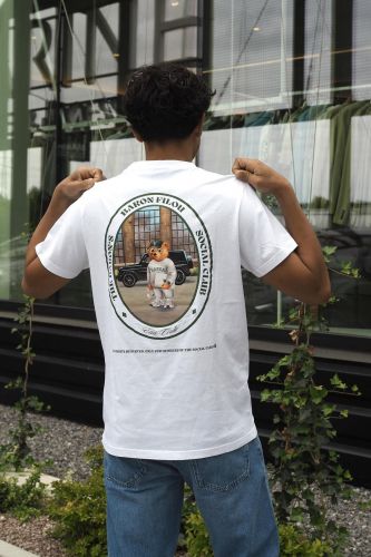 T-shirt blanc avec imprimé logo oval dans le dos BARON FILOU | Marine