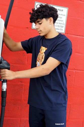 T-shirt bleu marine avec logo Filou & valise BARON FILOU | Marine