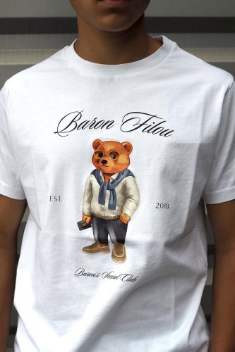 T-shirt blanc avec Filou social club sur le devant BARON FILOU | Marine
