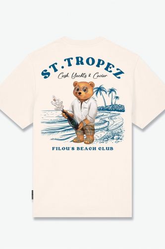 Baron Filou tee-Shirt Beige hommes (TS oversize St Tropez blanc cassé - TS beige St Trop au dos) - Marine | Much more than shoes