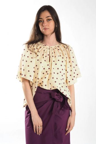 Blouse jaune à pois BELLEPIECE | Marine