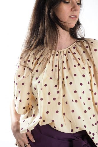 Blouse jaune à pois BELLEPIECE | Marine