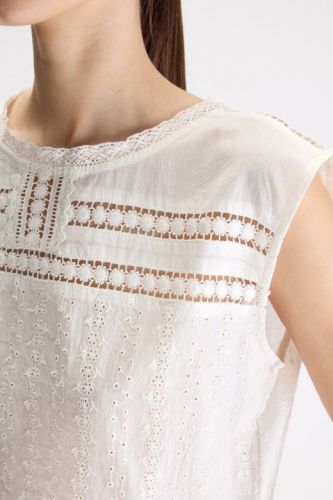 Bellerose blouse Blanc femmes (Blouse dentelle blanc - DONNA) - Marine | Much more than shoes