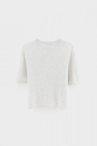 Pull col rond gris en cachemire BELLEROSE | Marine