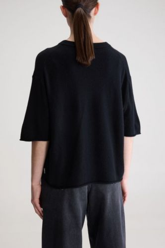 Pull manches courtes en cachemire noir BELLEROSE | Marine