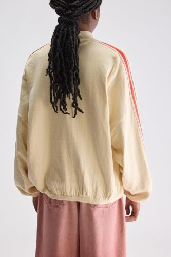 Cardigan à zip beige et ligne de couleur sur le côté BELLEROSE | Marine