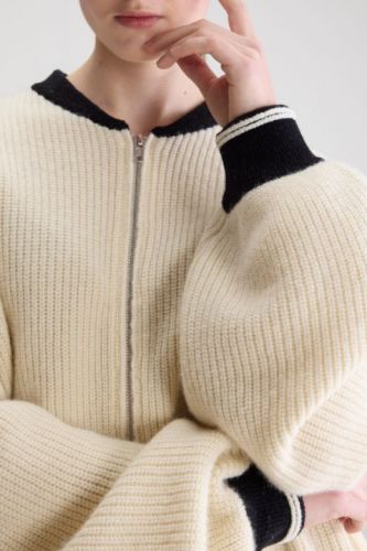 Cardigan écru et bleu BELLEROSE | MARINE Auvelais