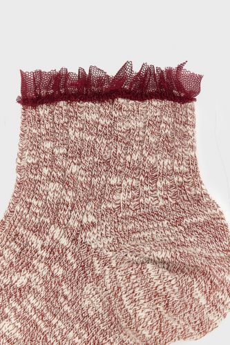 Bellerose chaussette Rouge femmes (Chaussettes + dentelle - BASOLI rouge chiné) - Marine | Much more than shoes