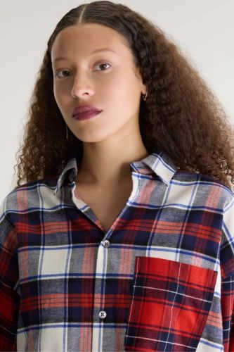 Bellerose chemise Rouge femmes (Chemise bucheron court - JOHNY rouge & bleu flanelle) - Marine | Much more than shoes