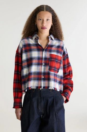 Bellerose chemise Rouge femmes (Chemise bucheron court - JOHNY rouge & bleu flanelle) - Marine | Much more than shoes