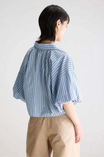 Chemise ballon bleue à rayures BELLEROSE | Marine