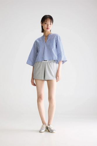 Chemise à lignes bleues et blanches col v BELLEROSE | Marine