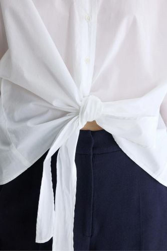 Chemise blanche en popeline à nouer BELLEROSE | Marine